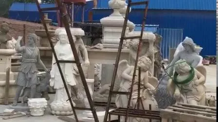 豪華な固体石手彫りの円形自立式バスタブ、白い大理石 MBBG-19