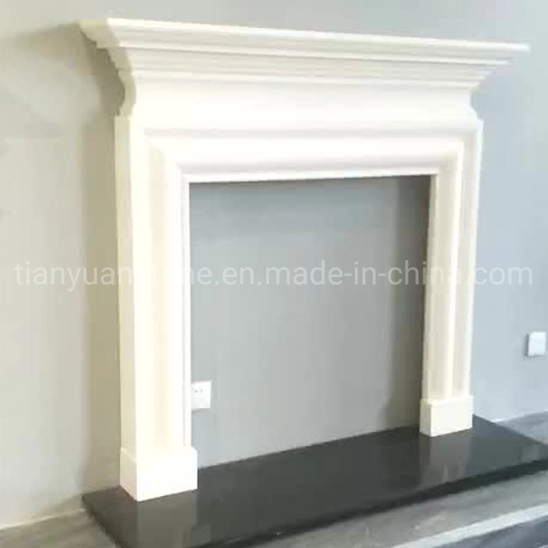 China Natural Stone Beige Marble Fireplace Hearth for Indoor House