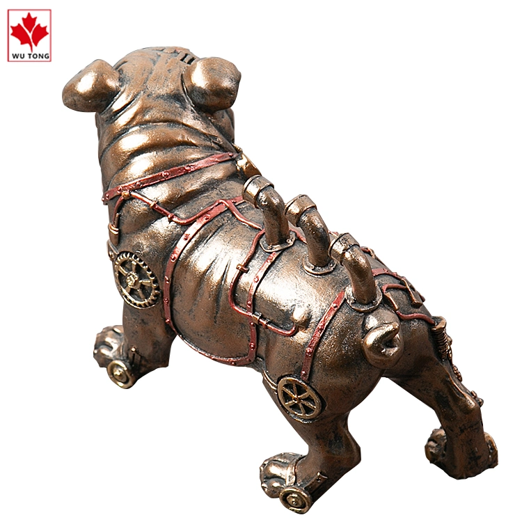 New design Mechanical Dog Punk Animal Sculpture Creative Steam Resin Decorative Crafts