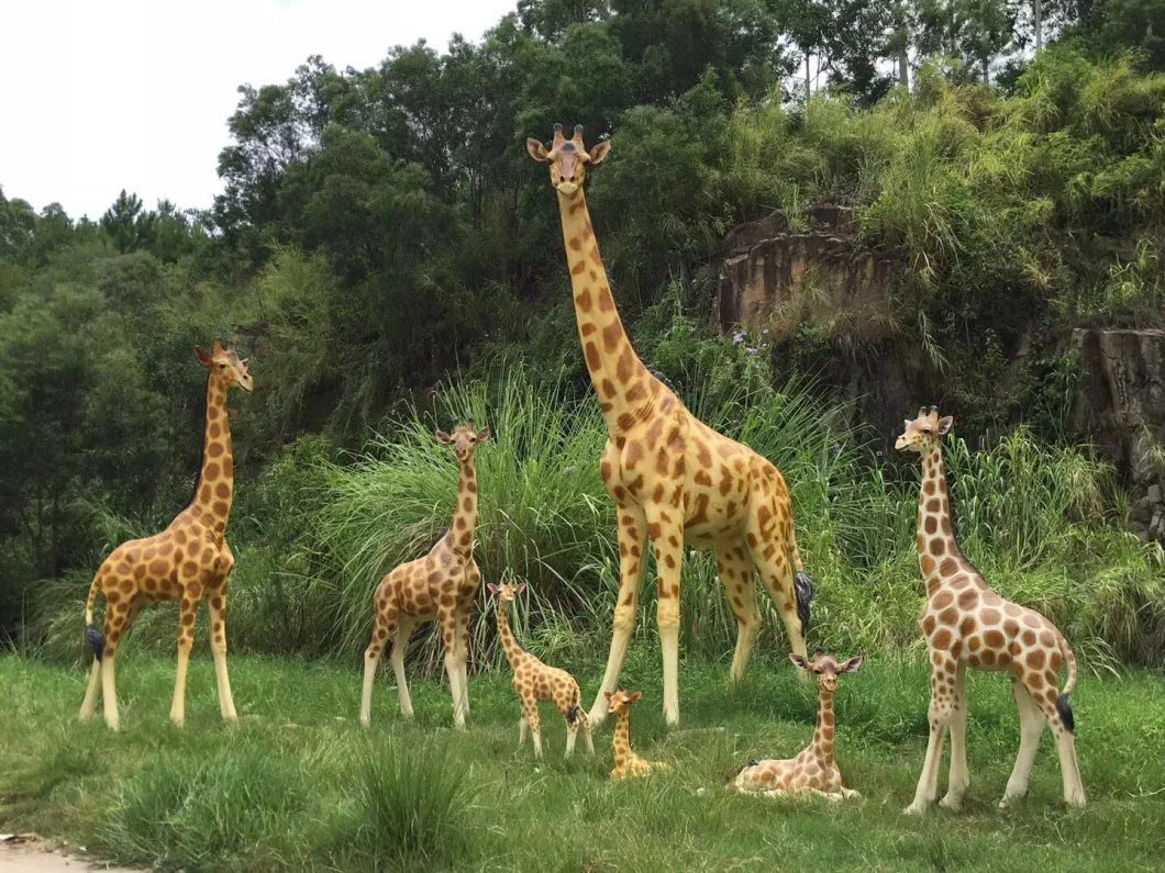 African Art Large Animal Giraffe Sculpture Resin Craft with Fiberglass Statue