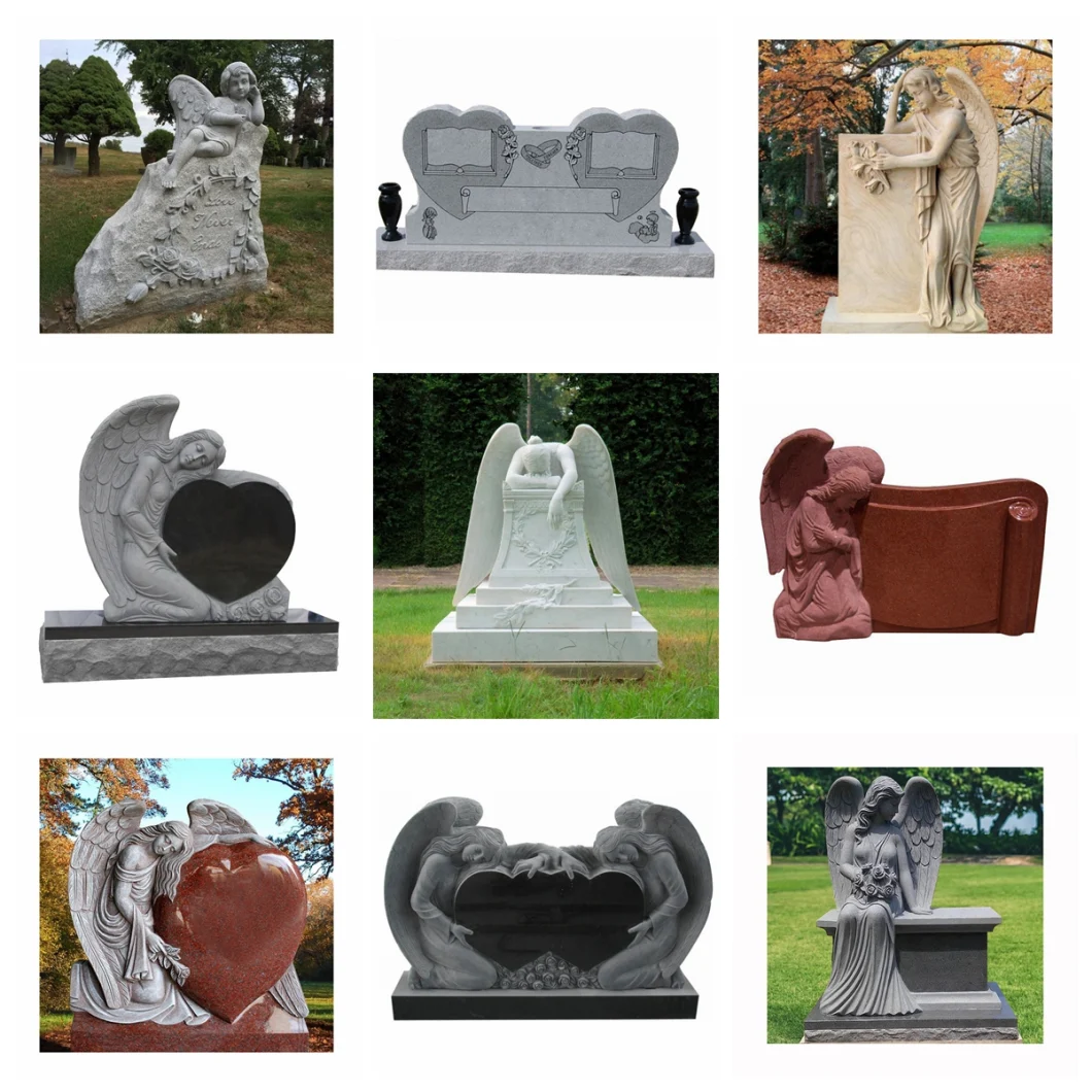 Religious White Marble Tombstone with Cross and Nun Relief