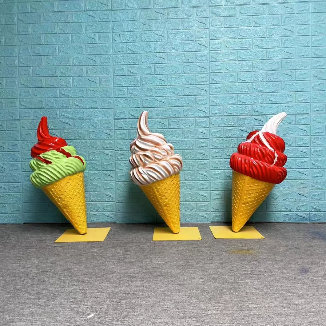 Popular Fiberglass Ice Cream Cone Resin Statues Ice Cream for Shop