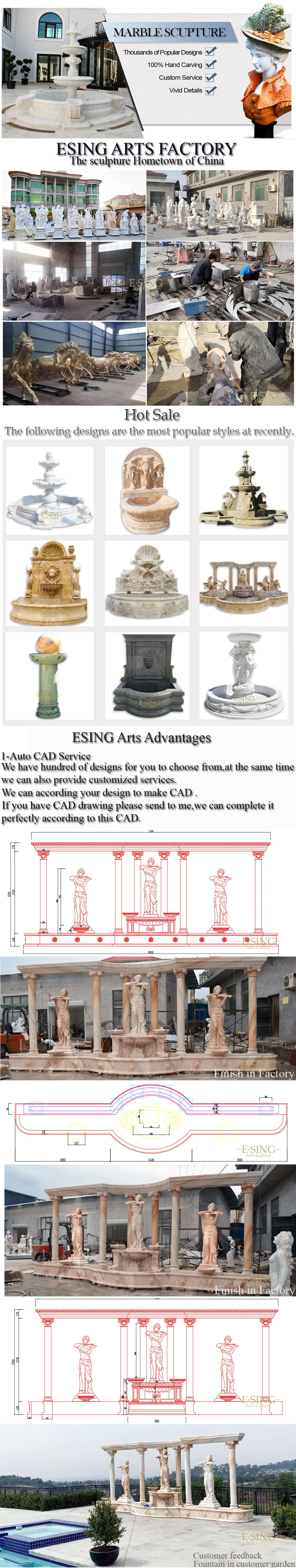 Modern Outdoor Stone Column Sculpture Fountain for Sale