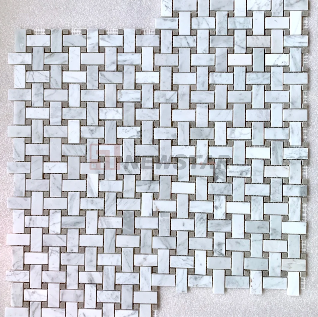 Wholesale Natural Woven Texture Marble Mosaic European Style Bathroom Floor Tiles Retro Black and White Bathroom Mosaic Tiles