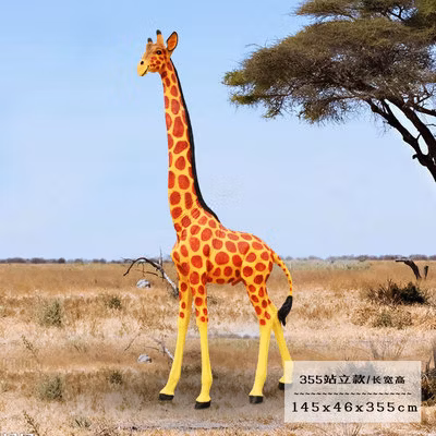 庭の装飾、樹脂とグラスファイバーの等身大動物キリン像販売中