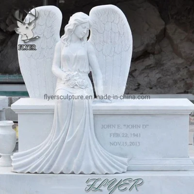 低価格カスタム屋外墓地記念墓石大理石の天使像の墓石