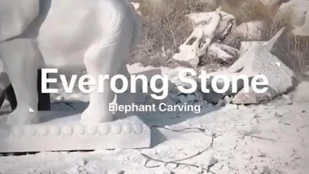 大理石の石の彫刻動物の像、庭用の白象の彫刻